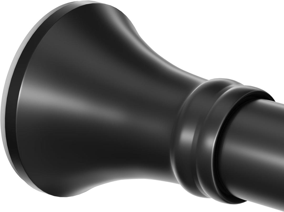 YNL Matte Black Shower Curtain Rod 36-84 Inch(3-7ft), No Slip No Drill Stainless Steel Spring Tension Curtain Rod, No Rust Shower Rod Adjustable For Bathroom Window Bedroom