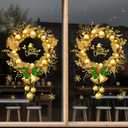 Rchovsam Winter Whole Golden Wreath Clings for Window Large Xmas Wreath Window Stickers Large News Years Decor DIY Static Wall Window Door Mural Showcase Decal Sticker-15.7x23.6 in (1 Pack)