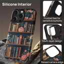 Case for iPhone 14 Pro Max,Compatible with MagSafe,Magentic Hybrid 2 Layer Durable Shockproof Protective for Woman Girl-Flower Bookshelf