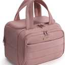 Travel Toiletry Bag for Women, Lightweight Large Quilted Puffy Makeup Bag Wide-open Make up Organizer Cloud Cosmetic Bag w/Handle for Traveling, Toiletries Essentials Accessories Dark Pink