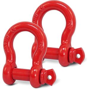 2 Pack Red D Ring Recovery Shackles 3/4" with 7/8" Screw Pin | 57,000 lbs Break Strength Heavy Duty Tow Shackles for Winch, Off Road Jeep, Truck, SUV, ATV, UTV