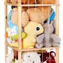 ACEPRUT 52.3in Large Wooden Stuffed Animal Storage Holder for 50 Plushies, Corner Stuffed Animal Zoo Organizer for Kidroom, Playroom & Bedroom