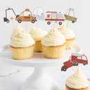 Car Cupcake Toppers - Transportation Birthday Party Decorations, Transport Baby Shower Party Supplies, Car Cake Decoration for Baby Boy, Car Traffic Cake Smash Photo Props