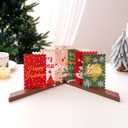 Christmas Card Display Holder, Wooden Holiday Greeting Card Organizer for Table, Shelf, Desk and Mantel (Brown)