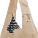 Dog Carrier Sling - Reversible Puppy Carrier Purse with Storage Pocket, Hand-Free Dog Sling Carrier for Carry Small Dogs and Cats, Travel Safety Harness, Dog and Cat Harness (Apricot)