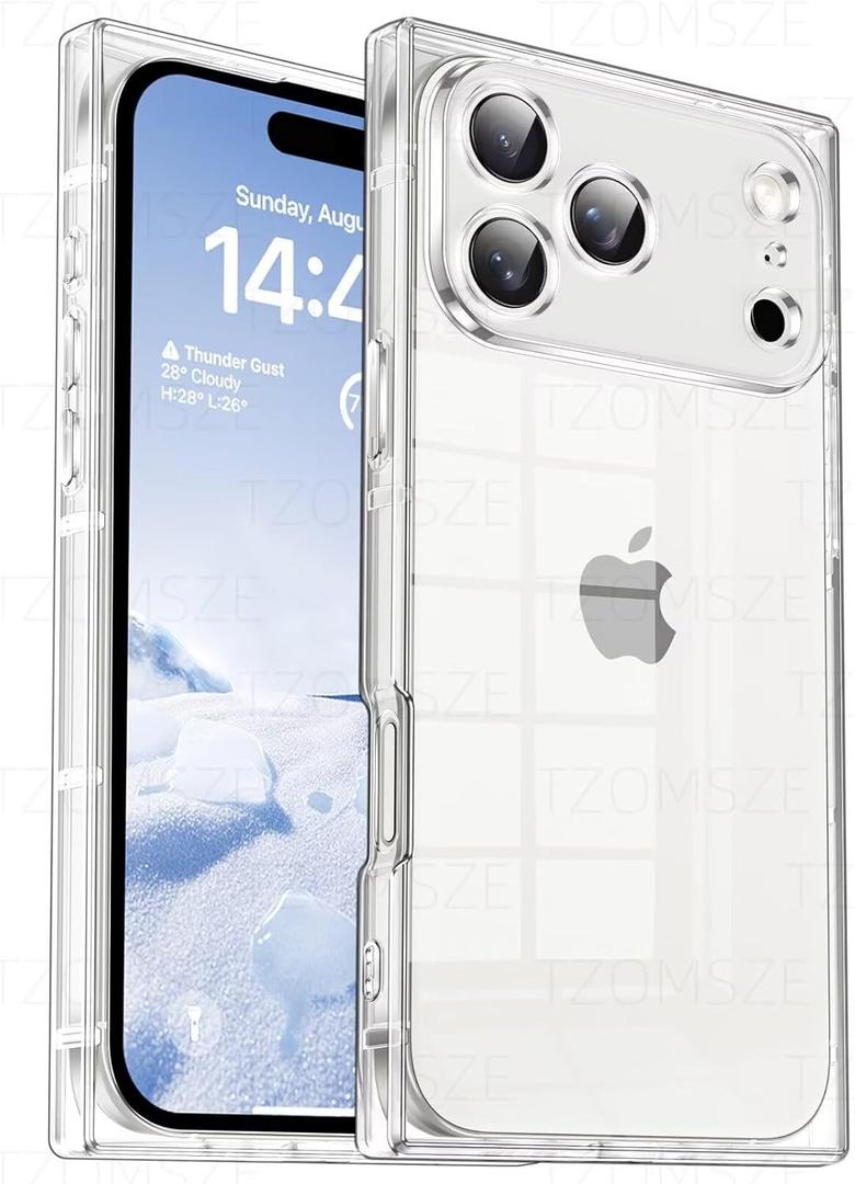 Tzomsze Case Compatible with iPhone 17 Pro Clear Case,Camera Protection,Reinforced Corners TPU Slim Shockproof Case Cover for Women Girls 6.3 inch-Clear