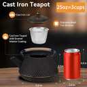 Cast Iron Teapot, 25 oz (750 ml) Japanese Tetsubin Tea Pot with Infuser for Stovetop Safe, Tea Kettle with Enameled Interior for Loose Leaf Tea and Tea Bags