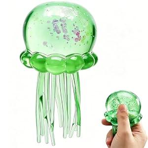Jellyfish Squishy, Jellyfish Design Squeeze Stress Ball, Sensory Toy with a Super Solid Squish for Adult,Squeeze Toys for Anxiety and Stress Relief, Party Gifts (Green)