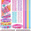 DIY Silicone Bracelet Making Kit for Kids - Girls Colorful Charm Art & Craft Kit with Adjustable Rubber Wristbands, Decoration Accessories & Stickers for Party Favors and Birthday Gifts Ages 6 7 8