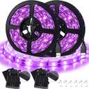 16.4Ft LED Black Light Strip, USB & Battery Operated Adhesive Blacklight Strip Fixture for Halloween Glow Neon Party Decor Doll Vaseline Glass Cabinet Case Display Fluorescent Paint Non-Waterproof