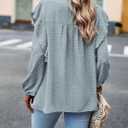 PRETTYGARDEN Women's Long Sleeve Shirts Ruffle Swiss Dot Crochet Loose Fit Tunic Dressy Casual Tops Blouses Spring Fashion (Green, XS)