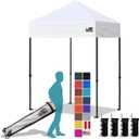 Eurmax USA 5x5ft Pop Up Canopy, Commercial Instant Tent for Outdoor Events, Patented No-Tip Rolling Storage Bag with 4 Sandbags, UV & Water Resistant, Heavy Duty Portable Shelter Gazebo,White