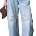 Sexyasasii Wide Leg Jeans Woman Wide Leg Mid-Rise Denim Y2k Ankle Pants Barrel Boyfriend Jeans for Women with Pockets, M