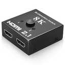 WinRaybot HDMI 2.1 Switch 48Gbps, Bi-Directional Manual HDMI Switcher 2 in 1 Out / 1 in 2 Out, Supports 8K@60Hz 4K@120Hz, VRR HDR10+ Dolby Vision, for PS5 PS4 Xbox PC TV Monitor