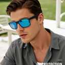 Polarized Sunglasses for Men Womens, Mens Sunglasses UV Protection, Black Square Sun Glasses Driving Fishing Golf (A01- Matte Black/Gray Lens)