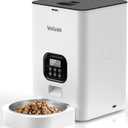 VOLUAS Automatic Cat Feeders - Timed Pet Feeder for Cats and Dogs with Dry Food Dispenser, Desiccant Bag, Programmable Portion Control, 4 Daily Meals, 10s Voice Recorder (White Opaque)