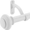 28-48 Inches Curtain Rods for Window, Vimayta 1 Inch Diameter Drapery Rod with Resin Finials, Ideal Adjustable Heavy Duty Single Curtains Rod for Bedroom, Living Room Decoration, Matte White