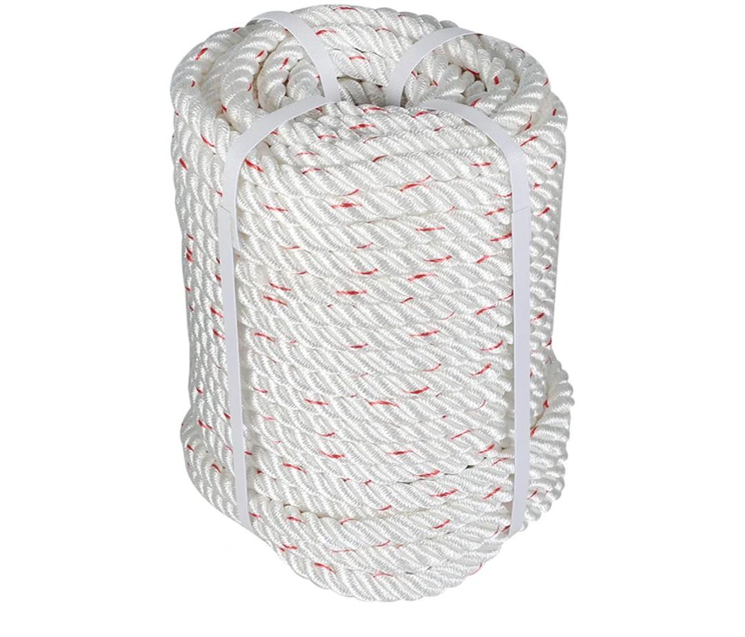 5/8 Inch x 150 Feet Double Braid Polyester Rope, Arborist Bull Rope Multipurpose Bull Rope on Your Farm, Boat, Ranch, Construction Site(White/Red)