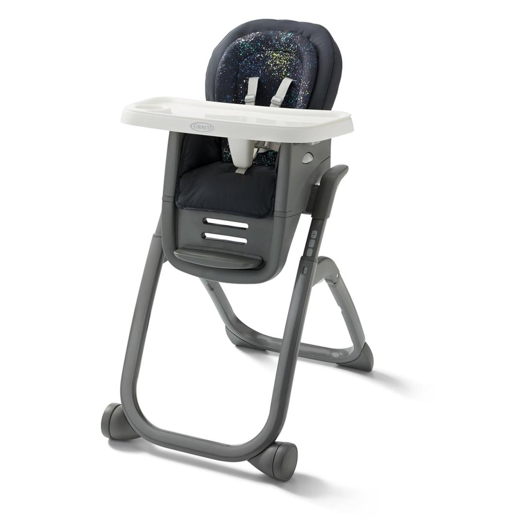 Graco DuoDiner DLX Highchair, 6 Stages of Use, Infant to Baby High Chair, Infant to Toddler Booster Seat, Youth Stool, 5 Adjustable Height Positions, Splatter Art