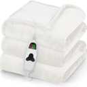 Greenoak Heated Blanket Electric Throw 50"X60", Heating Blankets with 10 Heat Levels 8 Hours Auto-Off, Soft Flannel Sherpa Fluffy House Warming Gifts for Grandma Seniors Mom,Pure White
