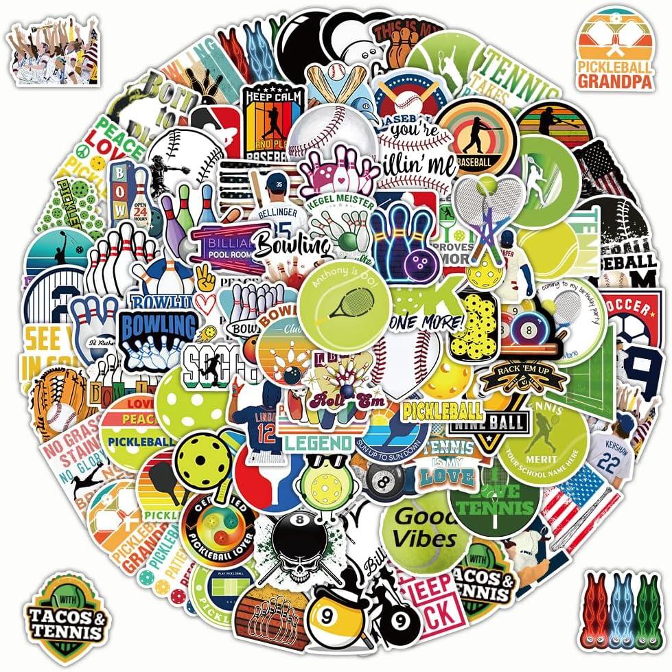 300 PCS Sports Waterproof Vinyl Stickers Removable Repeatable Water Bottle Stickers Perfect for Sports Party Favors for Kids & Teens (Sports Mixed Ball Stickers)