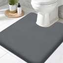 Smiry Memory Foam Toilet Rugs U-Shaped 20x20, Extra Soft Absorbent Non-Slip Contour Bathroom Rugs, Machine Washable Bath Mats for Toilet, Dark Grey