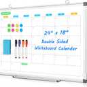 Dry Erase Board Calendar for Wall, 24" x 18" Magnetic Whiteboard Calendar, Monthly Calendar Whiteboard for Wall, Double-Sided Hanging Aluminum Frame White Board for Home, School, Office