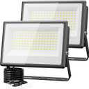 Olafus 2 Pack 100W LED Flood Light Outdoor, 9000lm LED Work Light with Plug, IP66 Waterproof Exterior Security Lights, 6500K Daylight White Outside Floodlights for Playground Yard Stadium Lawn