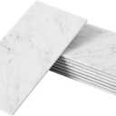 Carrara Marble Subway Tile, 100% Natural Marble, 3" x 6" Peel and Stick Self Adhesive Backsplash Tile for Kitchen and Bathroom, 16 Sheets (Bianco Carrara White)