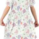 Short Sleeve Girl's DressesSoft Quick-Dry Dress for Kids,Skater Twirl A-line Summer Clothes Outfit 7-8 Years