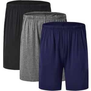 JINSHI Mens Sleeping Stretch Boxer Shorts Ultra-Soft Modal Lounge Pajama Bottoms with Pockets (Medium, 01,black/Deep Gray/Navy)