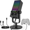 ZealSound Gaming Microphone for Xbox, PC & Mac, Noise Cancellation Streaming Mic with One Tap Mute, RGB Lighting, Monitoring, Gain Control, Condenser Mic for iPhone, Computer, Podcast, Gamer, YouTube