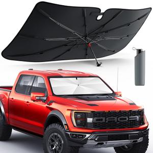 [Upgrade] DMJN Umbrella Windshield Sun Shade, [Nano-Ice-Crystal Coatings] Umbrella Sunshade for Car - Protect Interior from UV & Keep Car Cooler (Large)