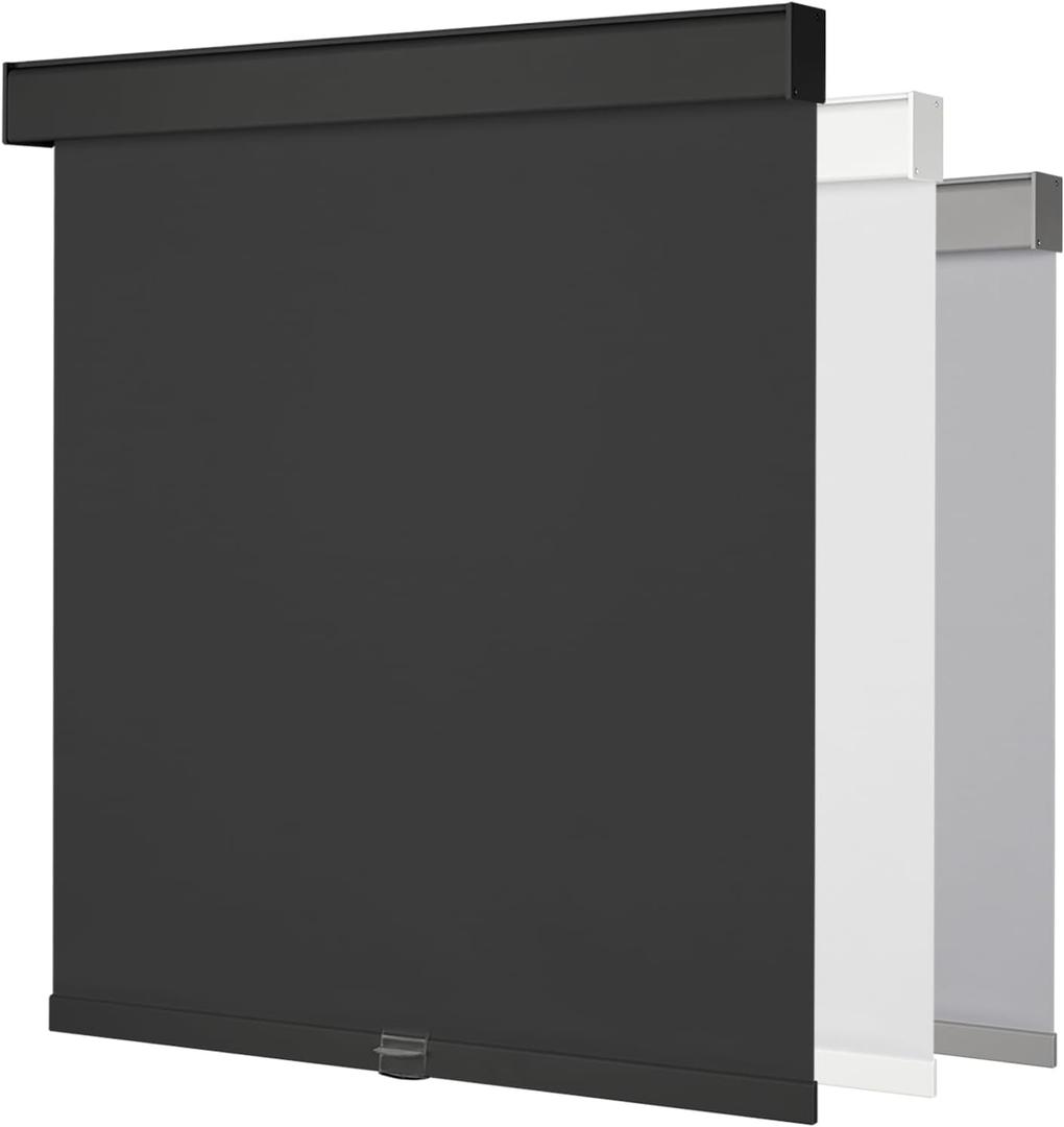 Cordless Blackout Roller Shades for Windows & Doors, Free-Stop Shades with Valance, UV Protection, Thermal Insulated Window Blinds for Home, Bedroom, Office, Black, 45" W x 72" H