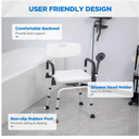 Shower Chair for Elderly and Disabled, Foldable U-Shapr Seat, Adjustable Height Non-Slip Bathroom Chair with Padded Arms and Back 350 lbs