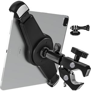 woleyi Large Tablet Mount Holder with 1/4" Screw Thread for Spin Bike, Treadmill, Microphone Stand, Tripod Adapter, Exercise Bicycle, Handlebar, for iPad Pro 13 Air & 9.5-14.5" Tablet, Gopro, Camera