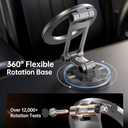 SYNCWIRE Fits MagSafe Car Mount, [All-Metal] Magnetic Phone Holder for Car, [Flexible Three-axis] 360 Rotation Magnetic Car Mount Strong Magnets Car Phone Holder Fits iPhone 16 15 14 13 12 Pro Max (Titanium Silver)