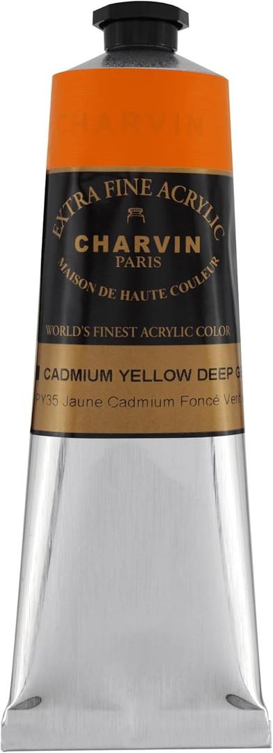Charvin Extra Fine Professional Artist Acrylic Paint Colors, Nature Themed Hues, 150ml Cadmium Yellow Deep Gen (5.07 Fl Oz (Pack of 1))