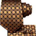 Hi-Tie Men Ties Sets Silk Stripe Paisley Necktie Pocket Square Cufflinks for Business Wedding