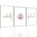 Deveosa Pink Inhale Exhale Lotus Zen Canvas Artwork Calming Wall Yoga Poster Art For Bedroom Meditation Room Dcor 16x24 Inch Unframed Set of 3