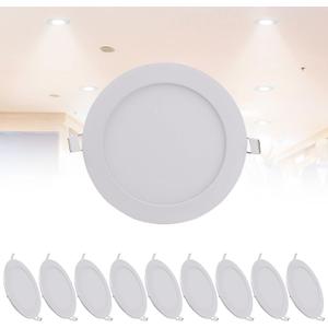12W LED Recessed Ceiling Lights 6 Inch, 6500K Cold White Downlights for Ceiling, Hole  155 mm, 720LM IP21 Spot Light for Hallway, 10 Pack