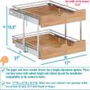 OCG Pull Out Cabinet Organizer 17" W x 21" D, 2 Tier Slide Out Shelf, Heavy-Duty Pull Out Drawer for Cabinets, Base Cabinet Organization for Kitchen, Pantry, Bathroom
