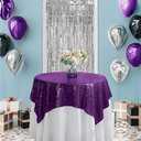 50"x50" Purple Sequin Tablecloth Square Glitter Purple Table Cloths for Birthday Wedding Bridal Baby Shower Party Decorations