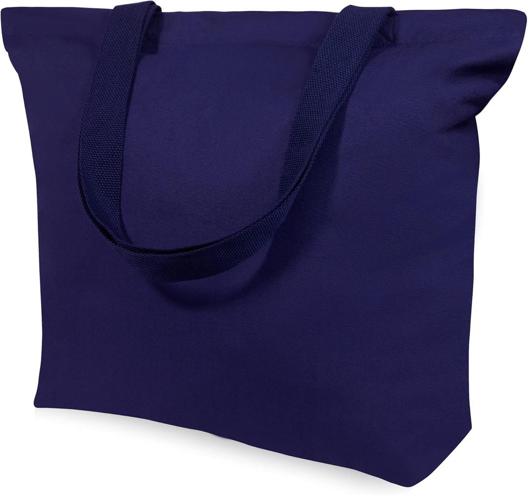 TOPDesign 6-Pack Canvas Tote Bags with Magnetic Snap, Reusable Grocery Shopping Bags, DIY Your Creative Designs (Blue)