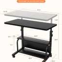 QZMDSM Portable Rolling Desk on Wheels Adjustable Height Desks for Small Spaces, 32" Computer Desk with Storage Shelves for Home Office Black, 15 Inches X 31 Inches X 25 Inches