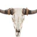 BKCEHCRS Cow Skull Wall Decor,Long Horn Cow Skull Wall Hanging, Faux Longhorn Skull Faux Taxidermy Head Wall Decor Handmade Simulation Large Bull's Head Farmhouse Decor Wall Sculpture31*24 * 7inch