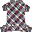 KYEESE Dog Pajamas Plaid Dog Pajamas for Small Dogs Boy Girl Comfy Coat Soft Doggie Jammies Stretchy Onesie Pet Clothes Velvet Pjs, Grey, Medium (Medium (11-16lbs), 01# Check (Grey))