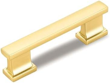 GOFFIDECO 8 Pack 4 Inch Length|3 Inch(76mm) Hole Center Brushed Gold Kitchen Cabinet Handles, Cabinet Pulls Kitchen Cabinet Hardware, Cupboard Pulls, Drawer Handles
