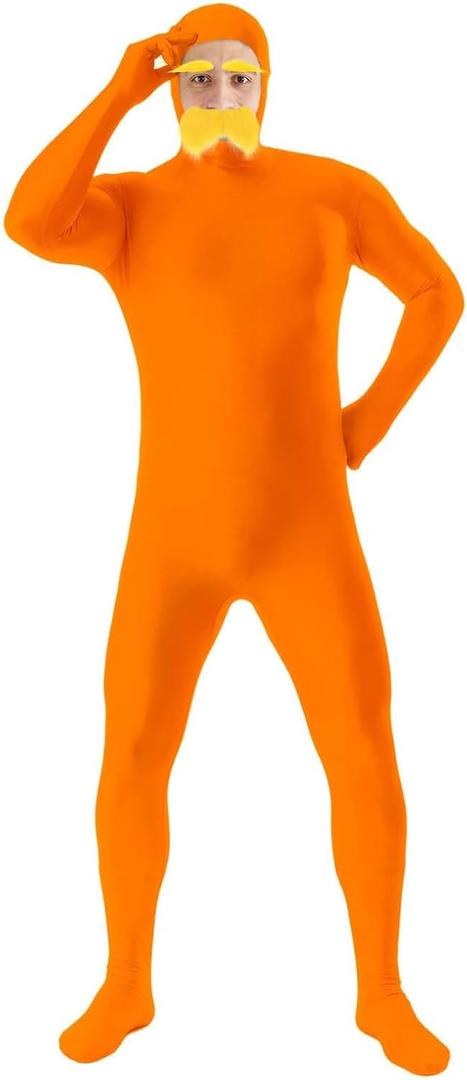Kavoc 1 Pcs Orange Costume Yellow Mustache and Eyebrows Orange Jumpsuit for World Book Day Halloween Party Dress up (5-7 Years)