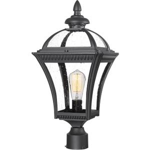 Emliviar 22 Inch Outdoor Post Light, Farmhouse Vintage Outside Pole Light for Yard, Aluminum with Seeded Glass, Black Finish, XE266P BK